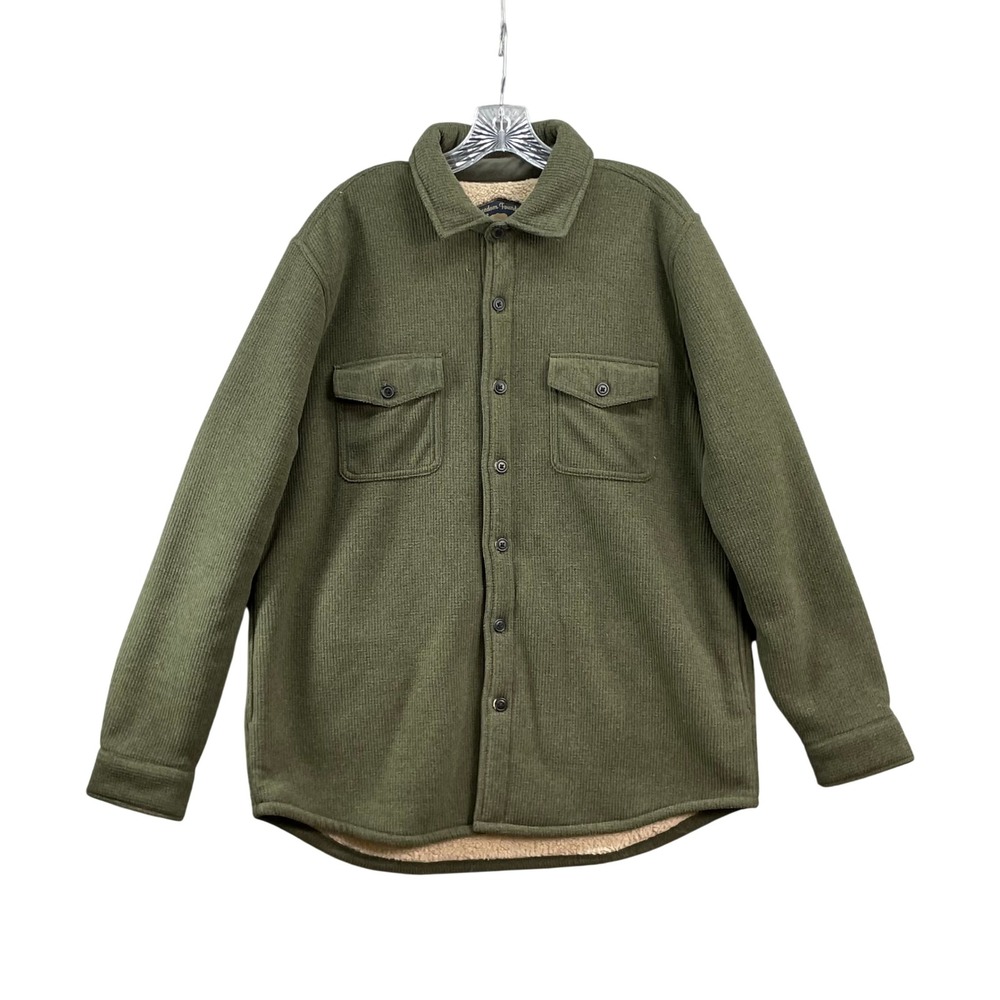 Freedom Foundry Shirt Jacket‎ Mens Large Green Sherpa Corduroy Fleece Shacket